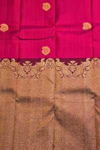 Traditional Pink and Navy Blue Kanjivaram Saree