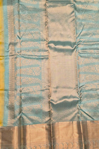 Silk saree with a blue and gold pattern