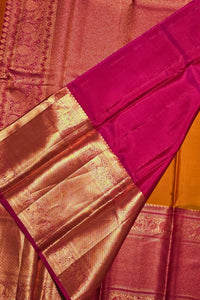 Saree with pink and gold border