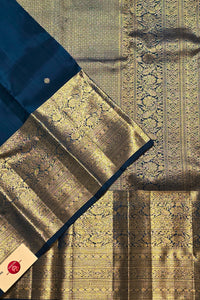 Patterned fabric with blue and gold colors