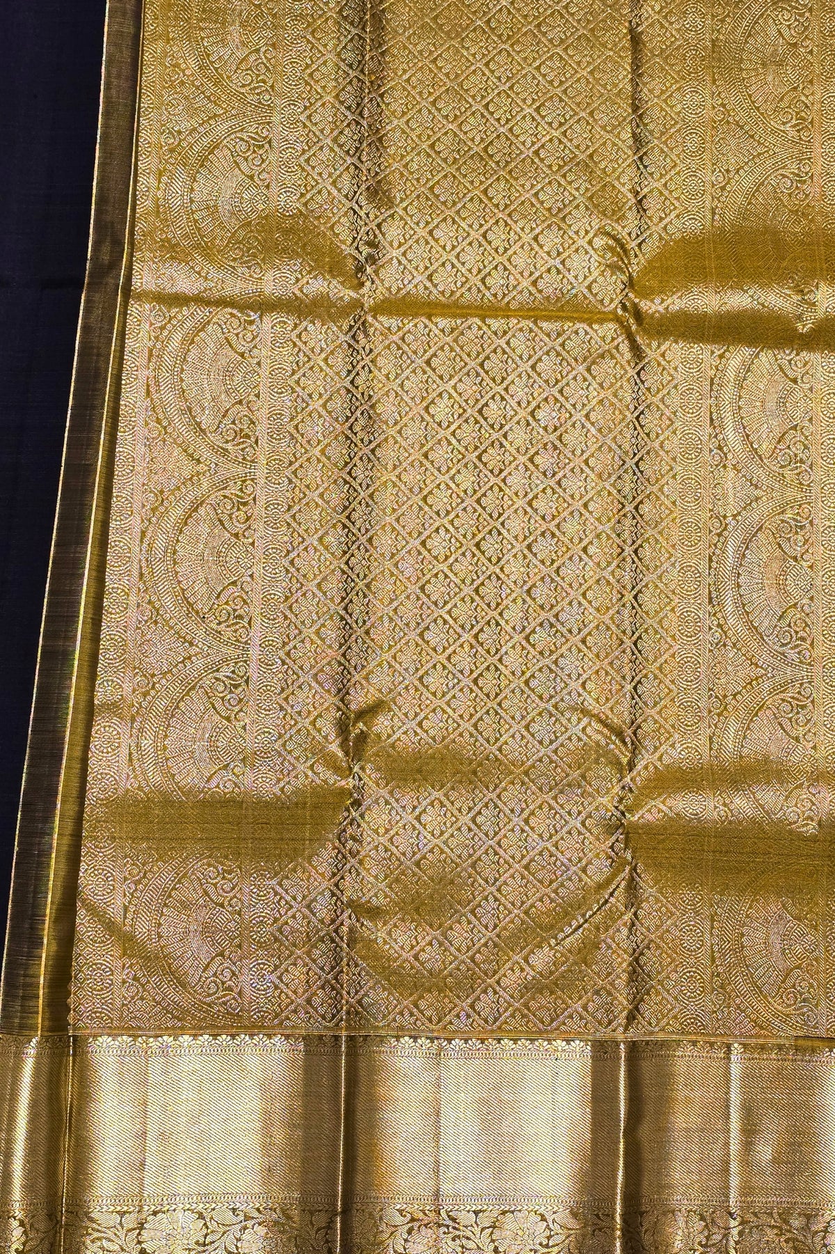 Black with Gold Border Kanchipuram Silk Saree