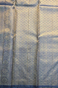 Close-up of blue fabric with intricate patterns