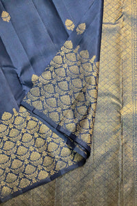 Blue fabric with gold floral patterns