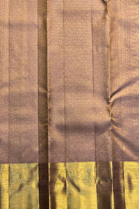 Close-up of a fabric with brown and green checkered pattern