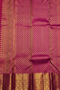 Pink saree with gold zari patterns