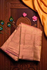 Elegant Pink Kanchipuram Silk Saree with Delicate Zari Detailing
