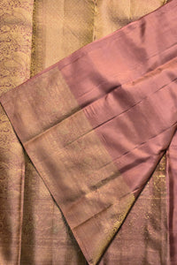 Elegant Pink Kanchipuram Silk Saree with Delicate Zari Detailing