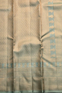 Textured fabric with a subtle pattern on a beige background
