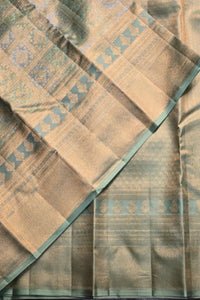 Textured fabric with geometric pattern and green border