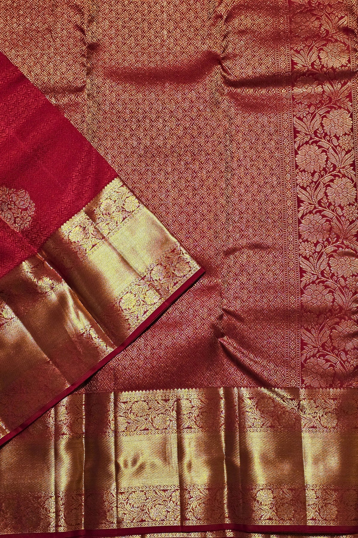 Crimson Majesty – Red Kanchipuram Silk Saree