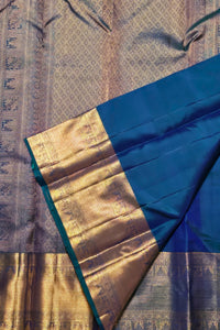 Sari with gold and blue border