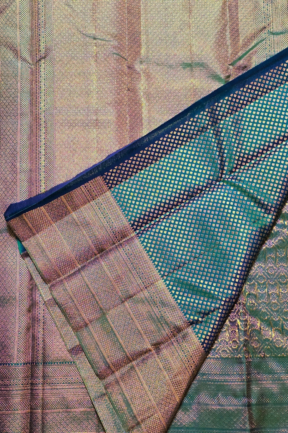 Close-up of a fabric with a checkered pattern and a textured border.