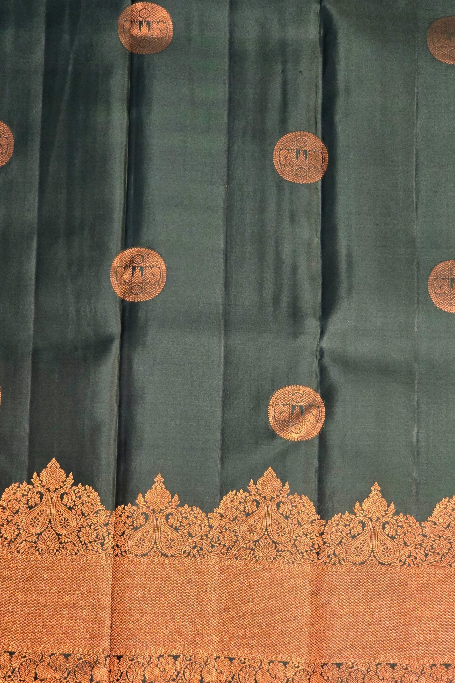 Traditional Dark Green Bridal Kanchipuram Saree