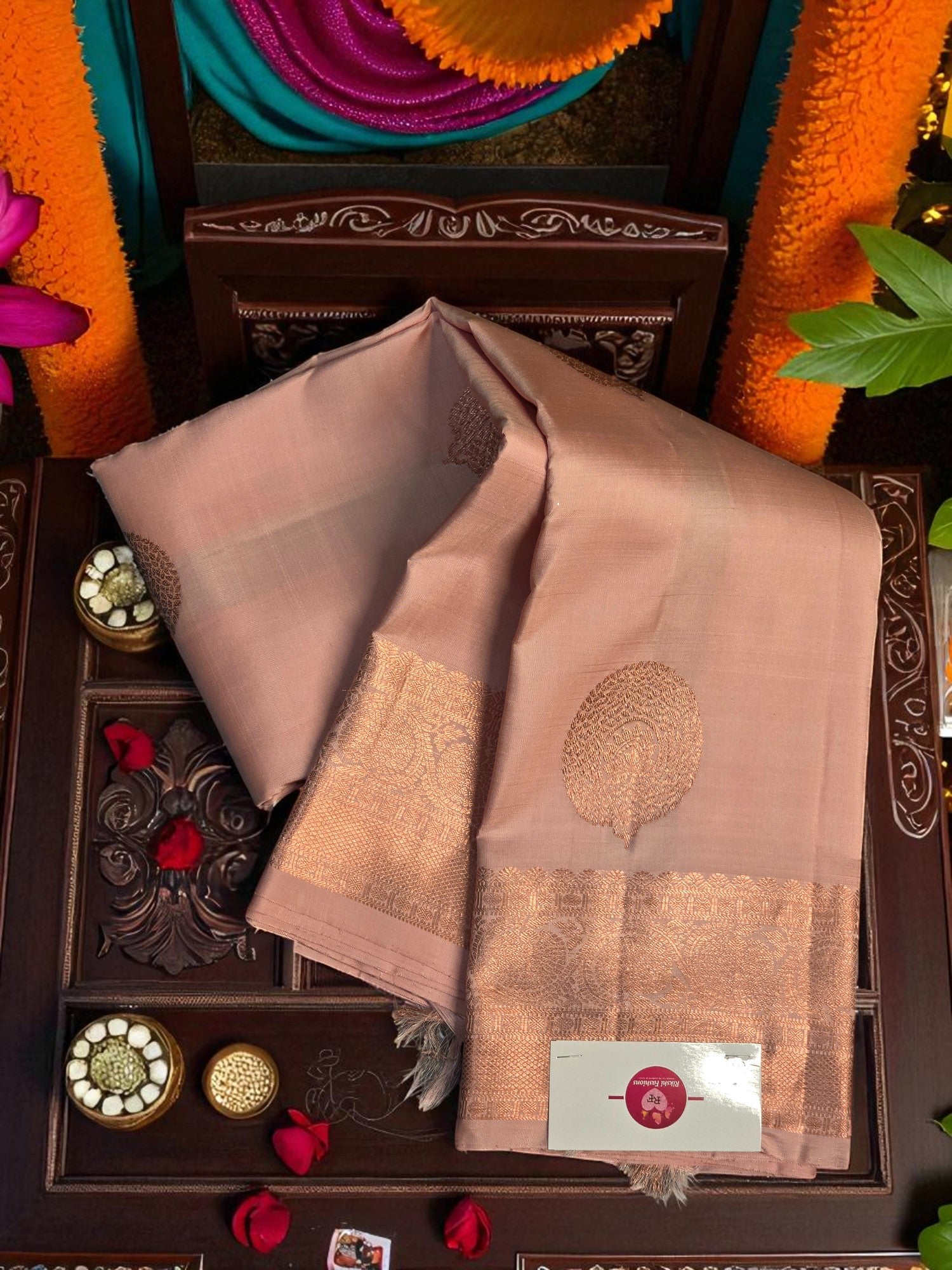 Elegant Beige Kanchipuram Silk Saree