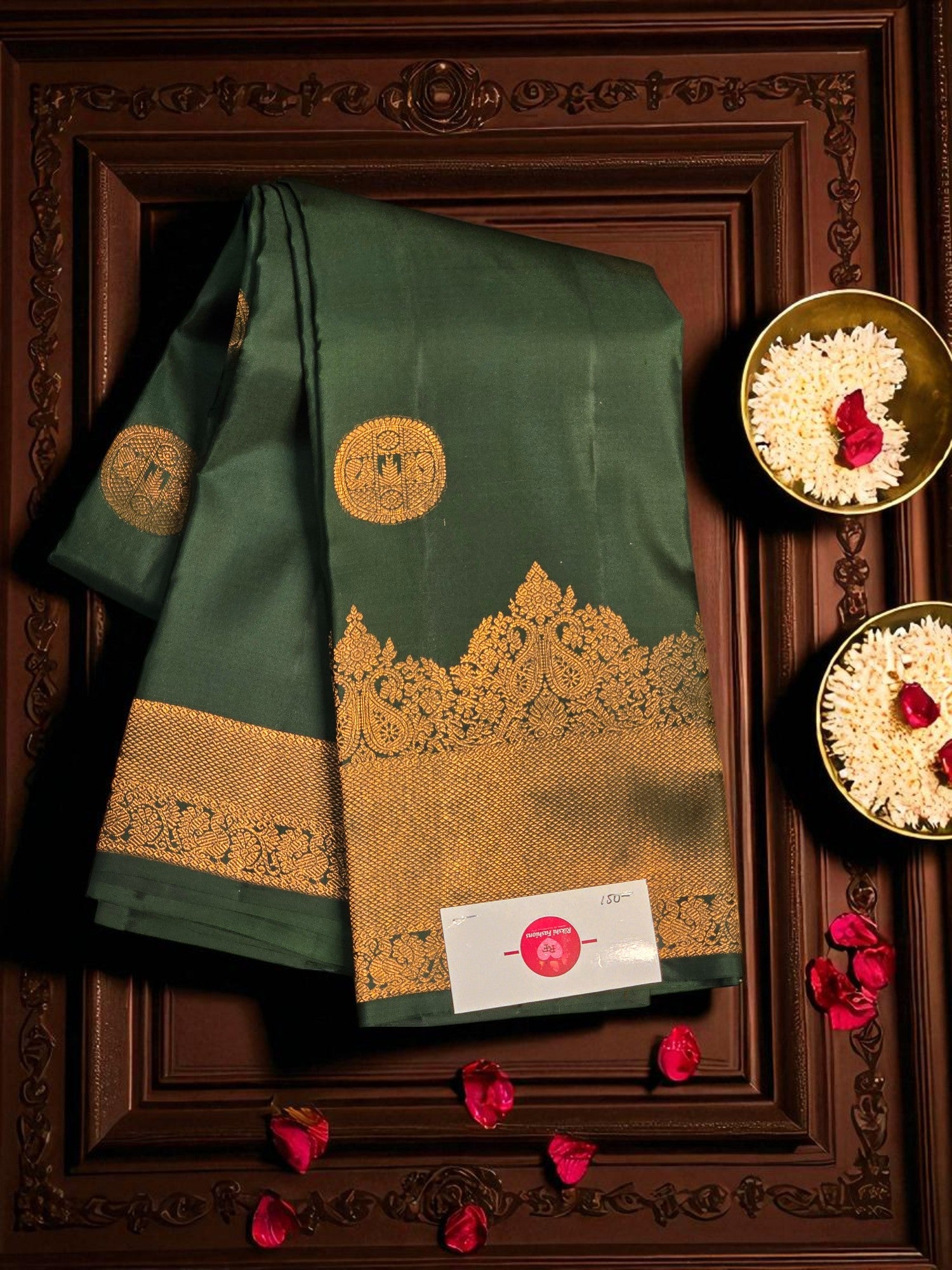 Regal Dark Green Kanchipuram Silk Saree