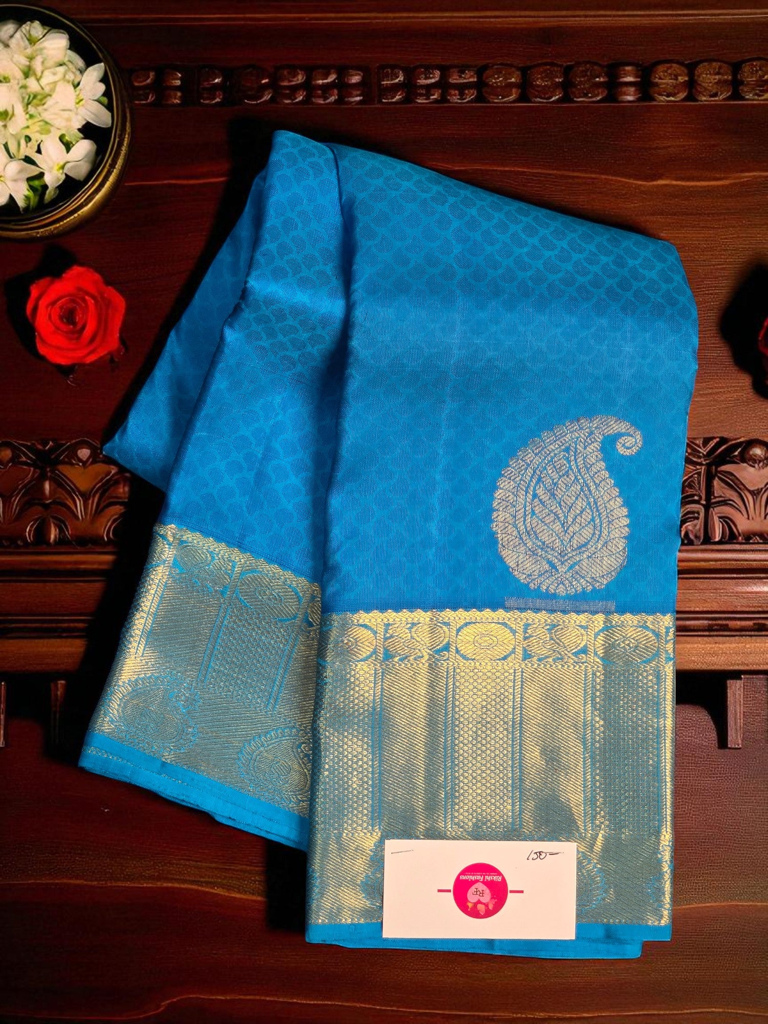Elegant Light Blue Kanchipuram Silk Saree
