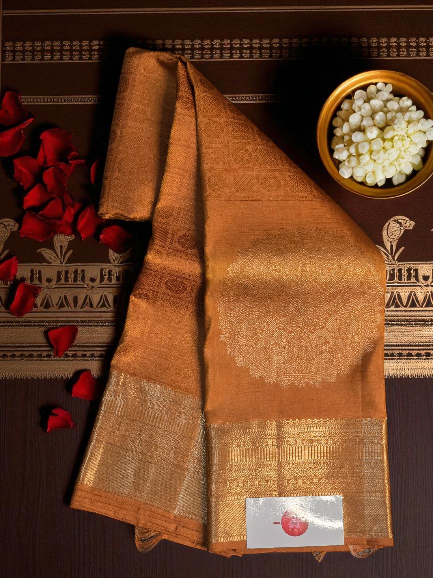 Vibrant Orange Kanchipuram Silk Saree