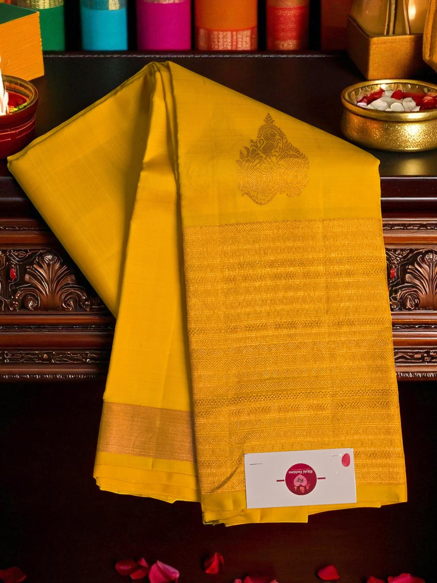 Sunlite Yellow Kanchipuram Silk Saree