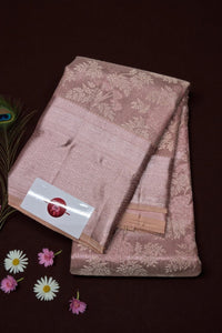 Mountbatten Pink Kanchipuram Silk Saree with Floral Print