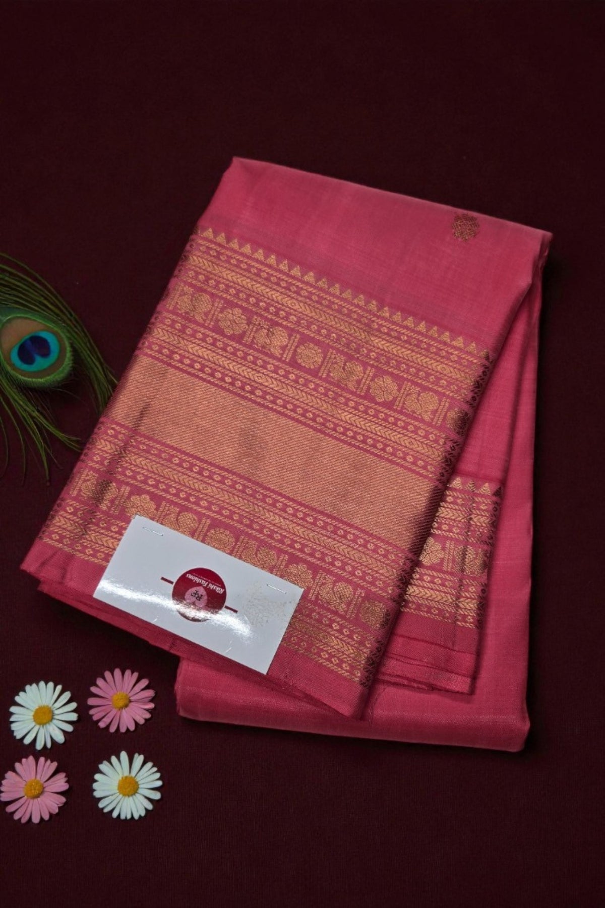 Maroon Kanchipuram Silk Saree with Gold Patterns