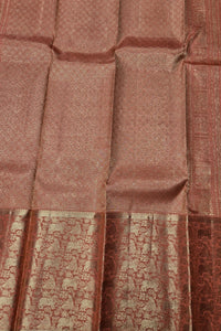 Falu Red Kanchipuram Silk Saree with Gold Border