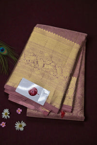 Copper Rose Kanchipuram Silk Saree with Gold Border