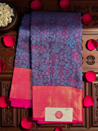 Royal Radiance – Blue and Pink Kanchipuram Silk Saree