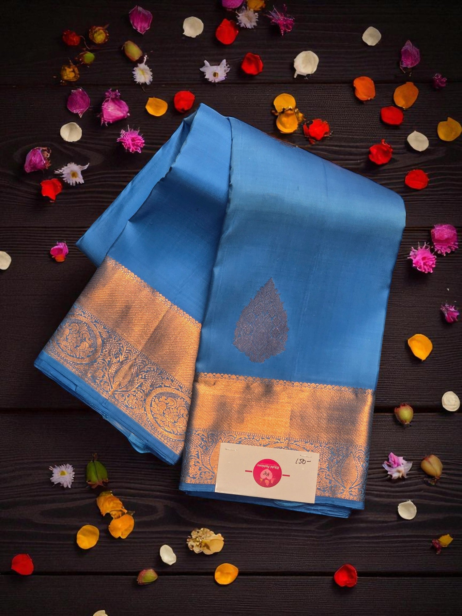 Serene Cloud Blue Kanchipuram Silk Saree