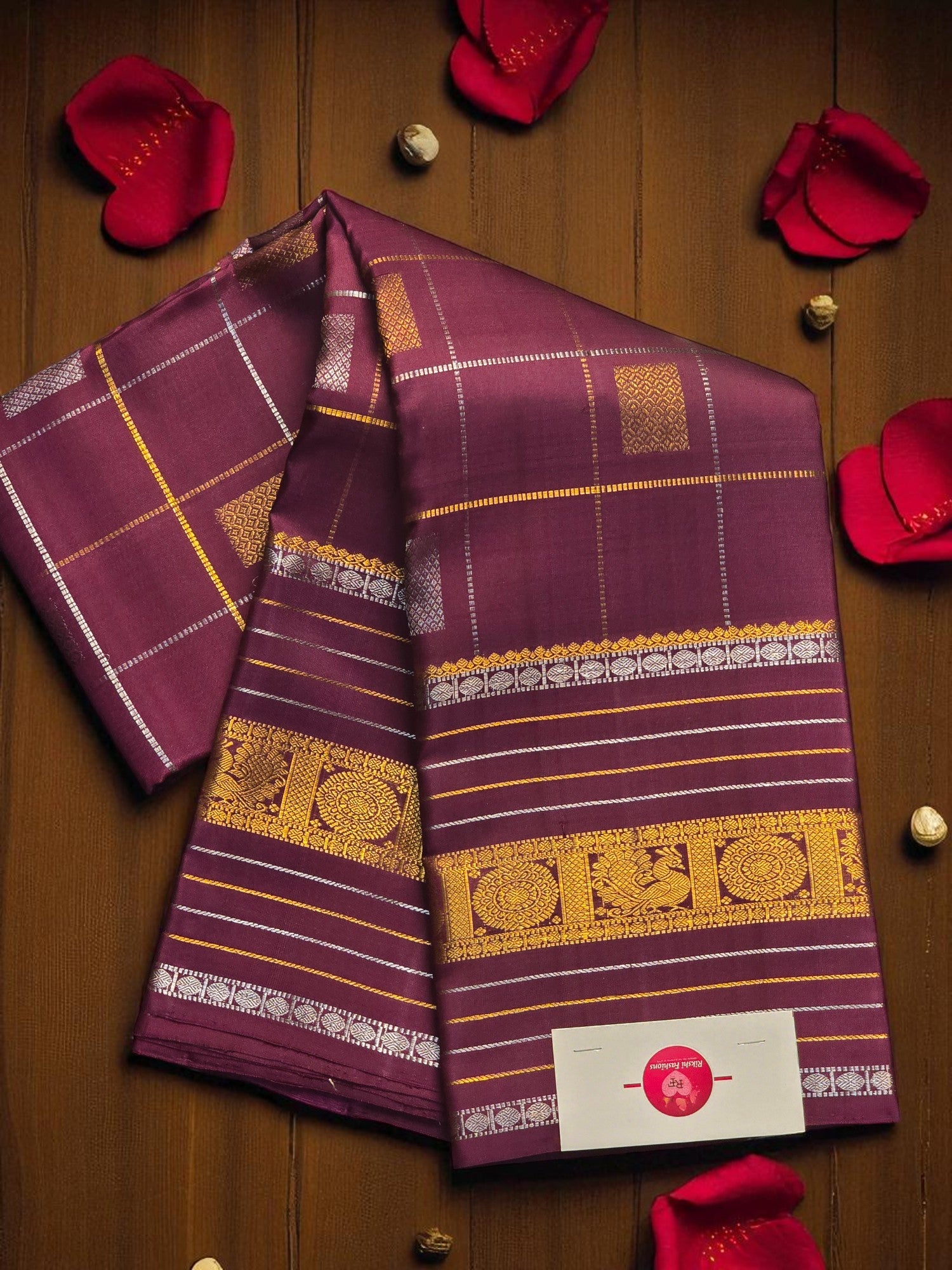 Regal Maroon with Gold Kanchipuram Silk Saree