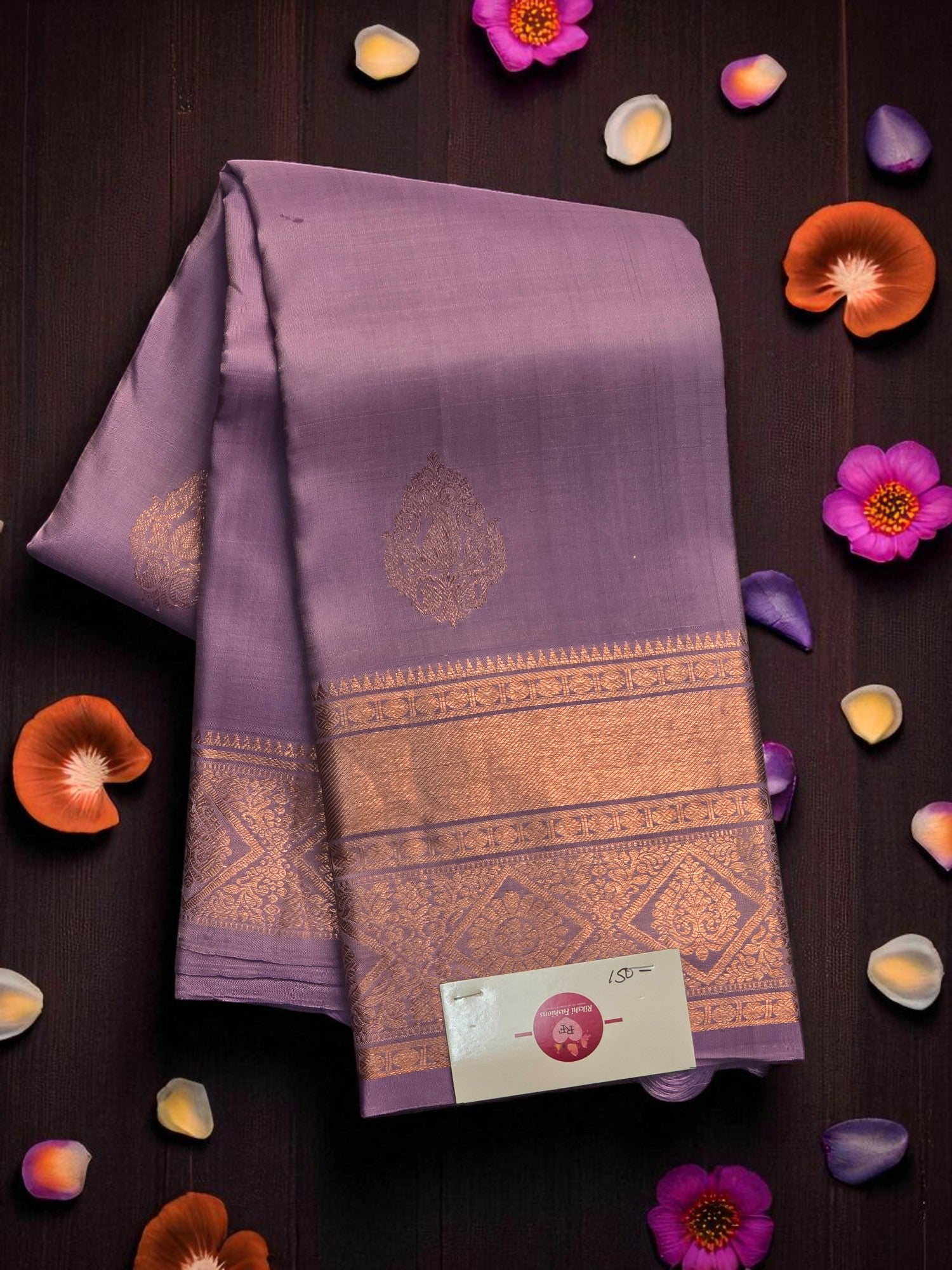 Royal Dark Lavender Kanchipuram Silk Saree