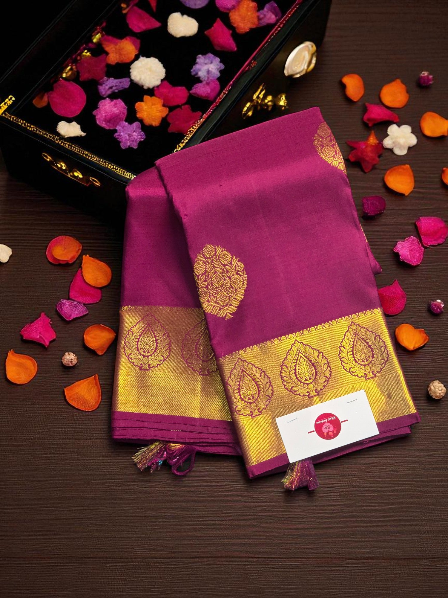 Dark Purple Full Design Kanchipuram Silk Saree