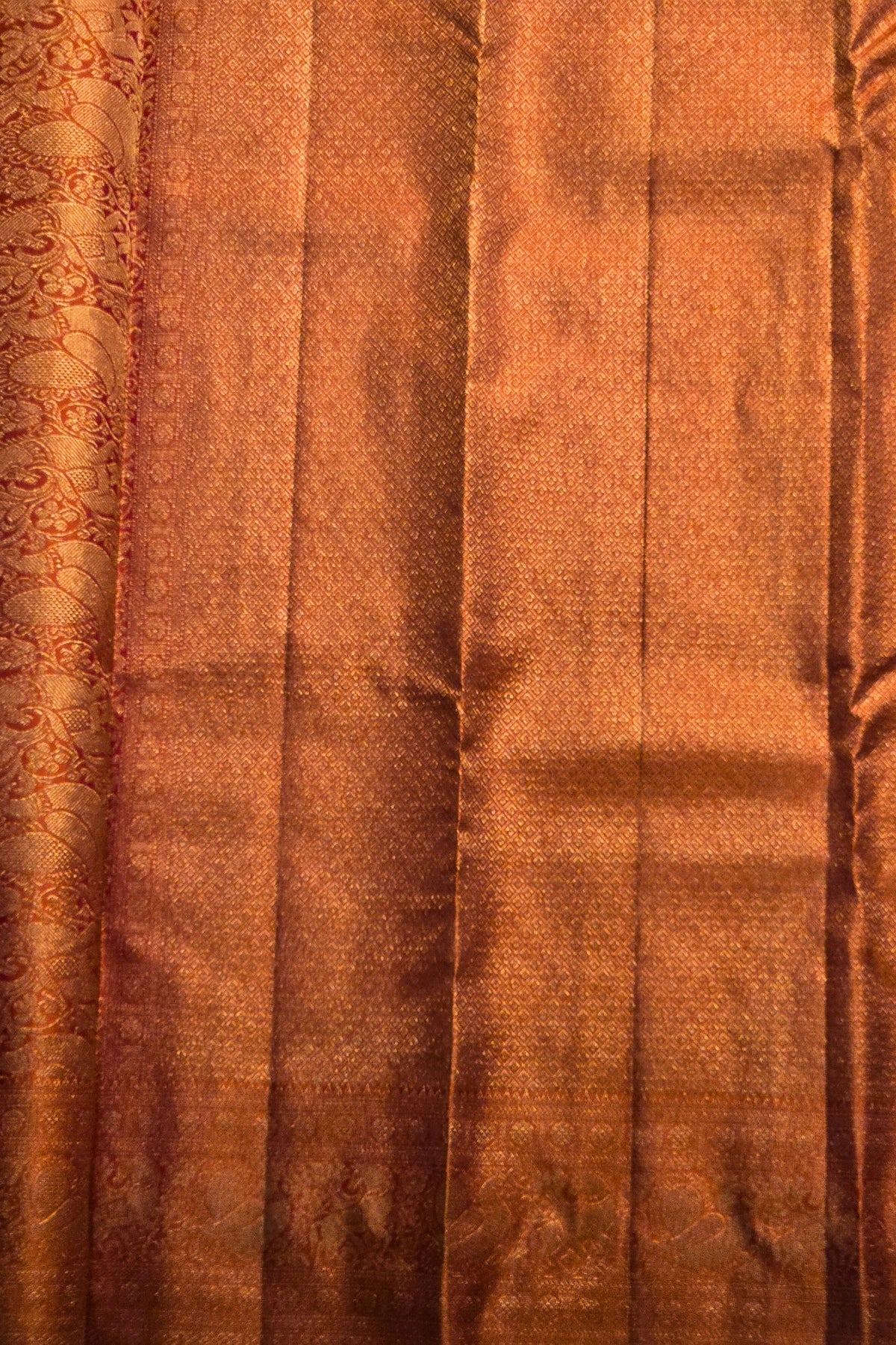 Close-up of brown fabric with subtle patterns