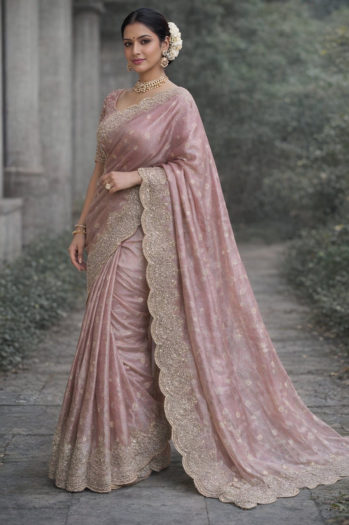 Fendy Chiffon Luxurious Silk Saree for Women – Pink