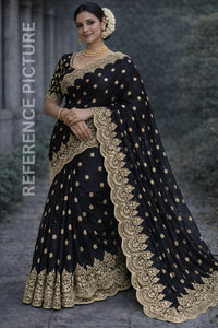 Black Fendy Chiffon Saree with Elegant Sequence Work