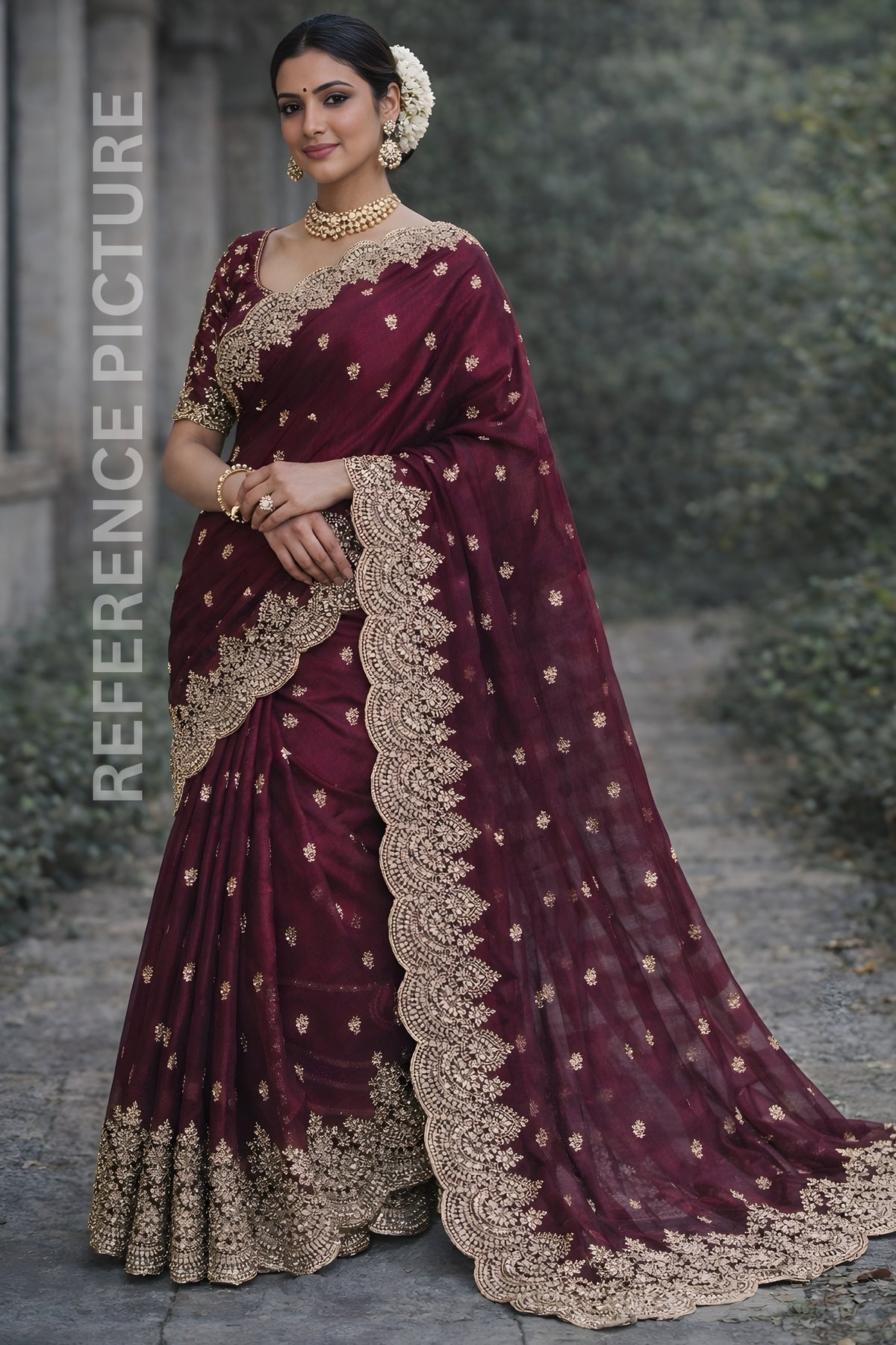 Beautiful Maroon Fendy Chiffon Saree with Elegant Sequence Work