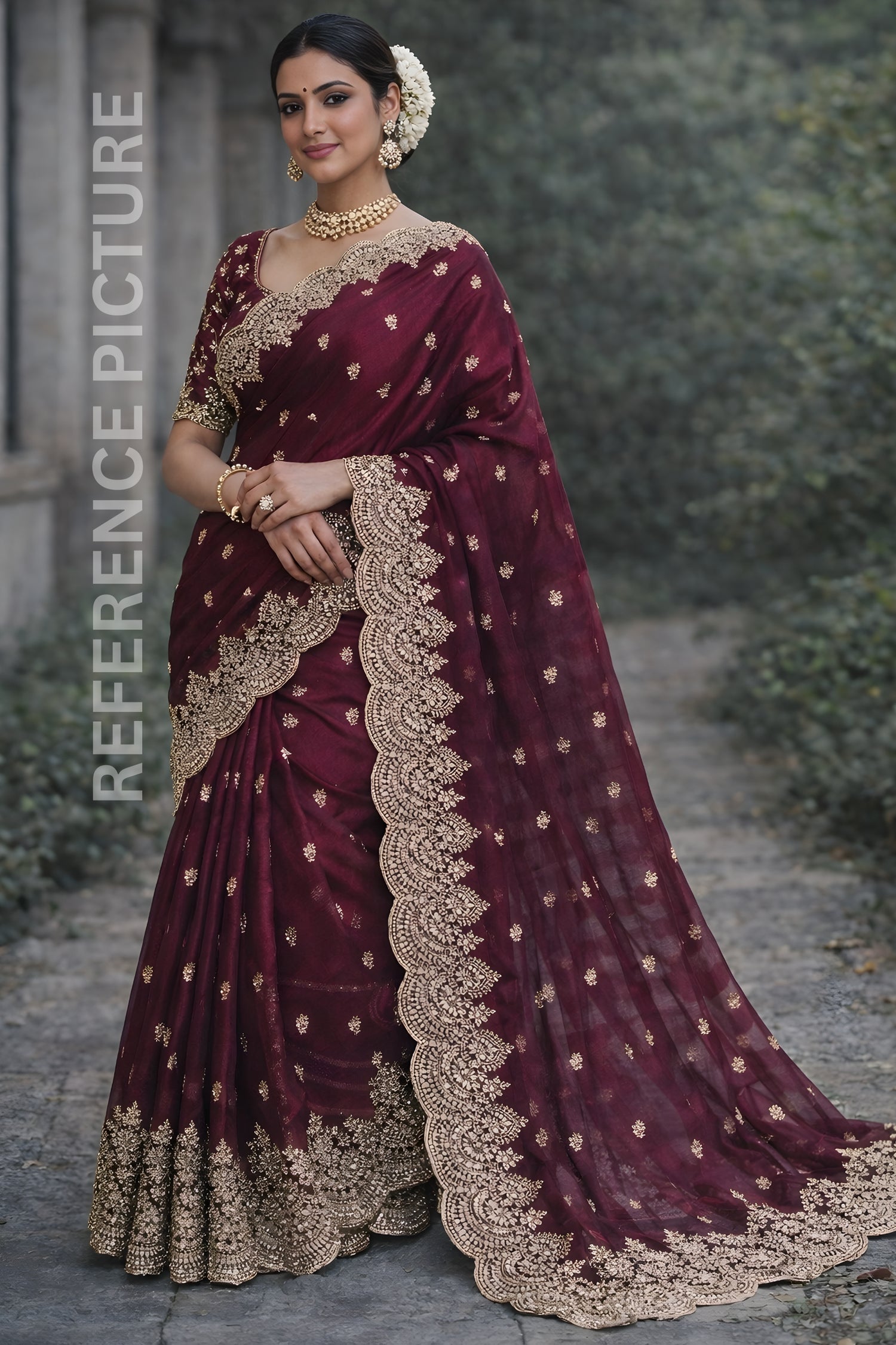 Beautiful Maroon Fendy Chiffon Saree with Elegant Sequence Work