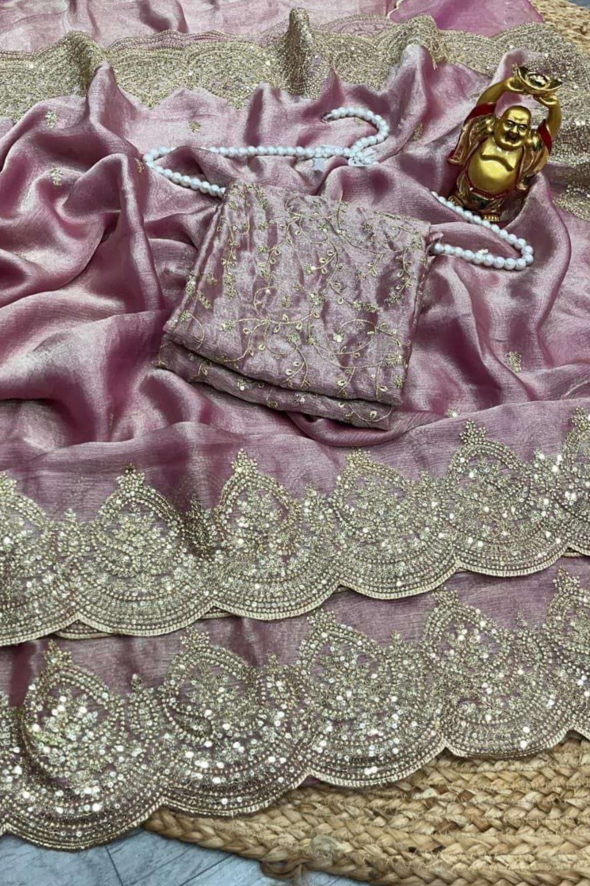 Fendy Chiffon Luxurious Silk Saree for Women – Pink