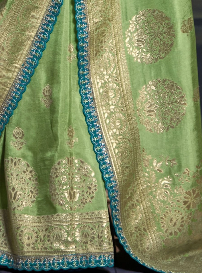 Magnificent light Green Zari Weaving Art Silk Reception Wear Saree