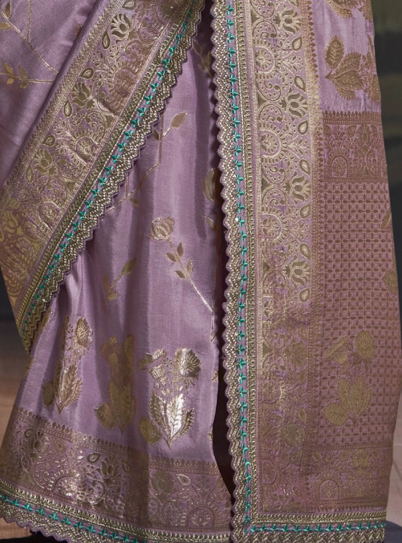Marvelous Light Purple Zari Weaving Fancy Silk Festive Saree