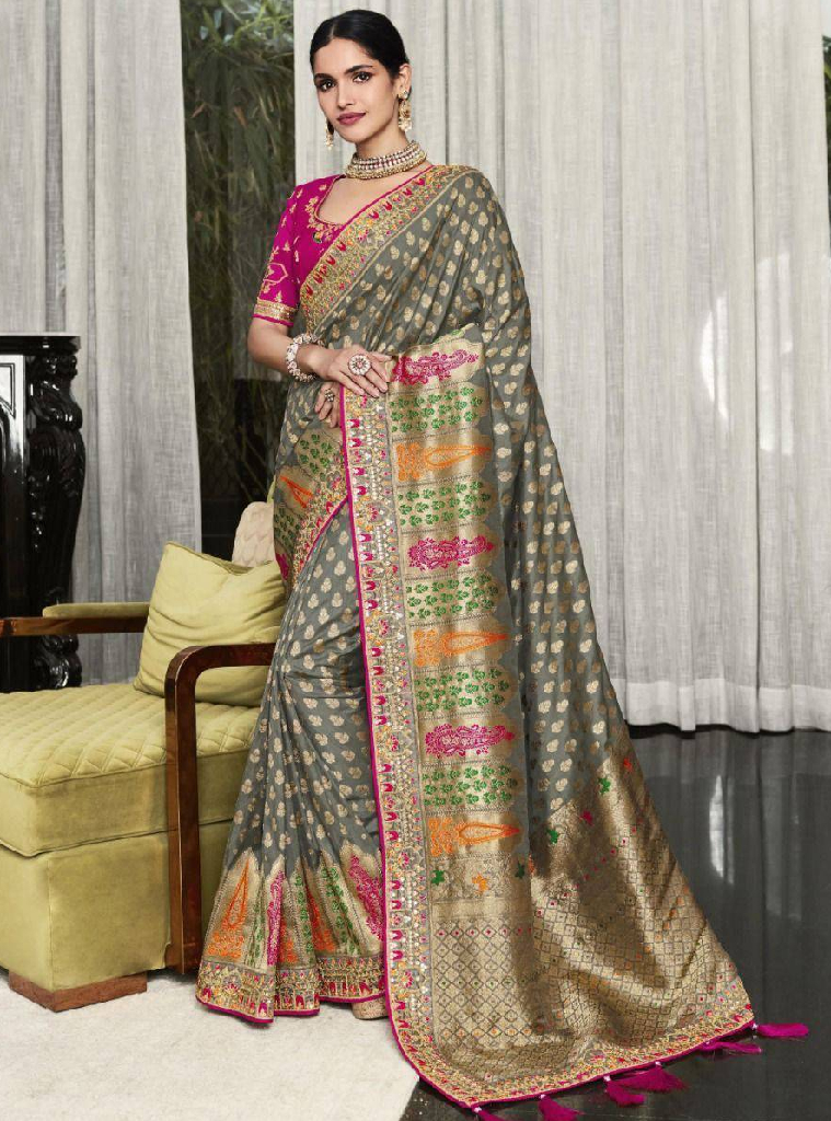 Extremely Versatile and opulent Grey colour saree