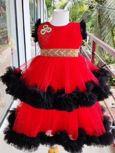 Red with Black Frock